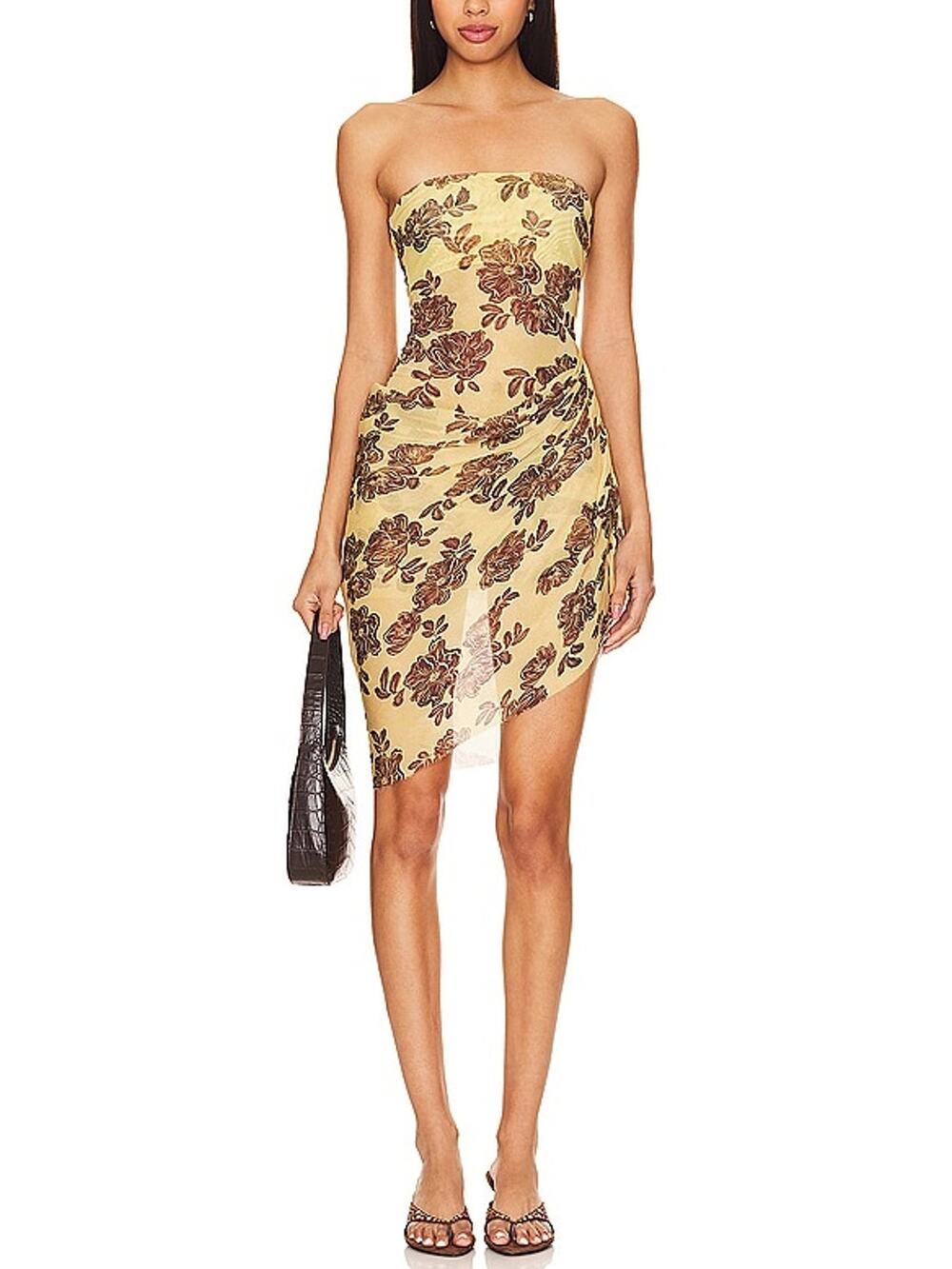 Bec + Bridge Draped Citrus Plum Floral Malibu Bay Dress Size US 6